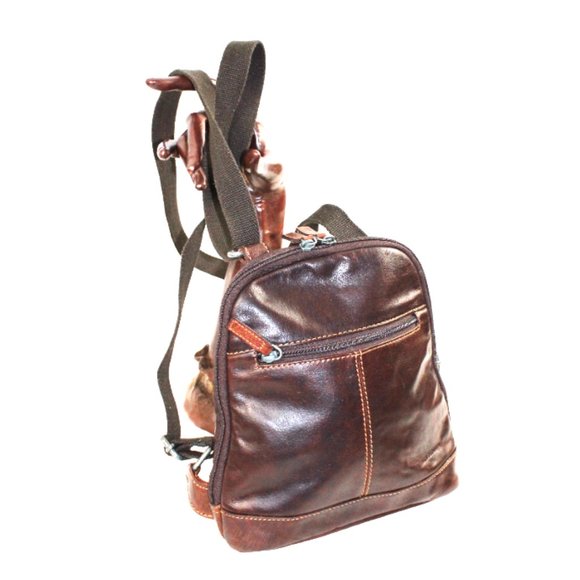 Jack Georges Voyager Chocolate Brown Leather Convertible Cross Body Back… - Picture 5 of 8